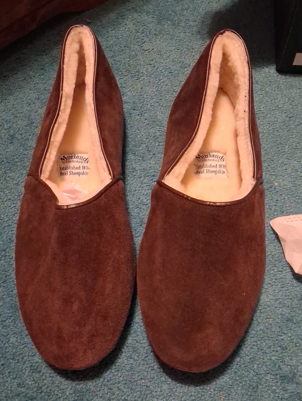 Brown Suede Sheepskin-Lined Slip-On Loafers